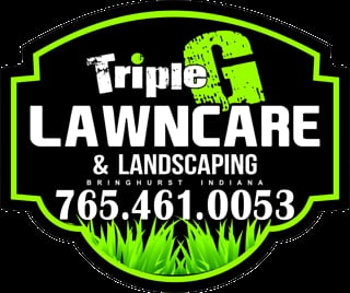 Triple F Lawncare and Landscaping logo with green border, featuring a shovel graphic and contact number 765.461.0053 for Bringhurst, Indiana